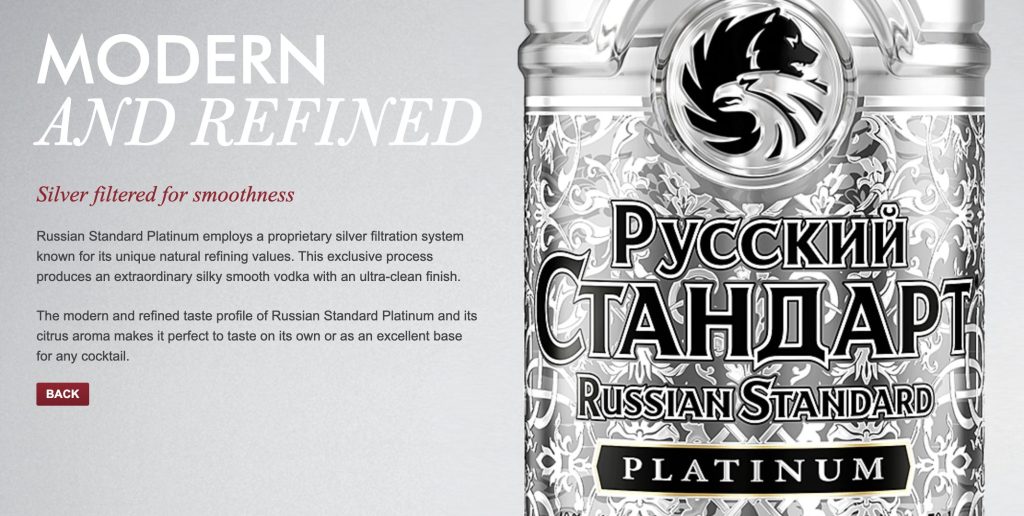 Russian Standard Platinum vodka site