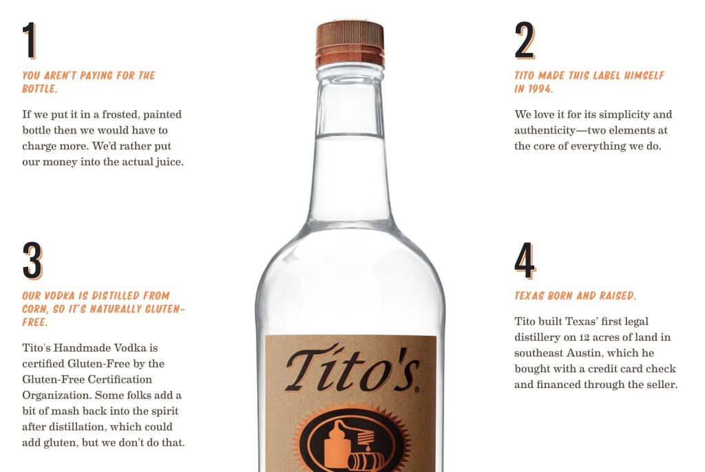 Tito's Handmade vodka site