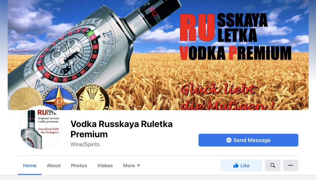 Russkaya Ruletka vodka Facebook page