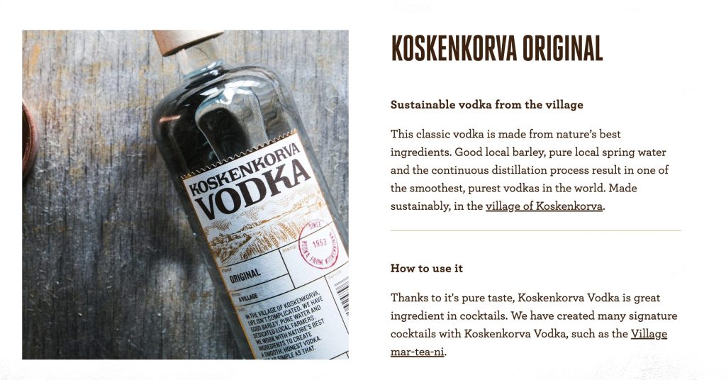Koskenkorva vodka page