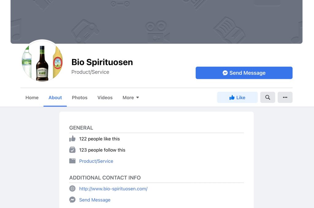 Bio Spirituosen Facebook page