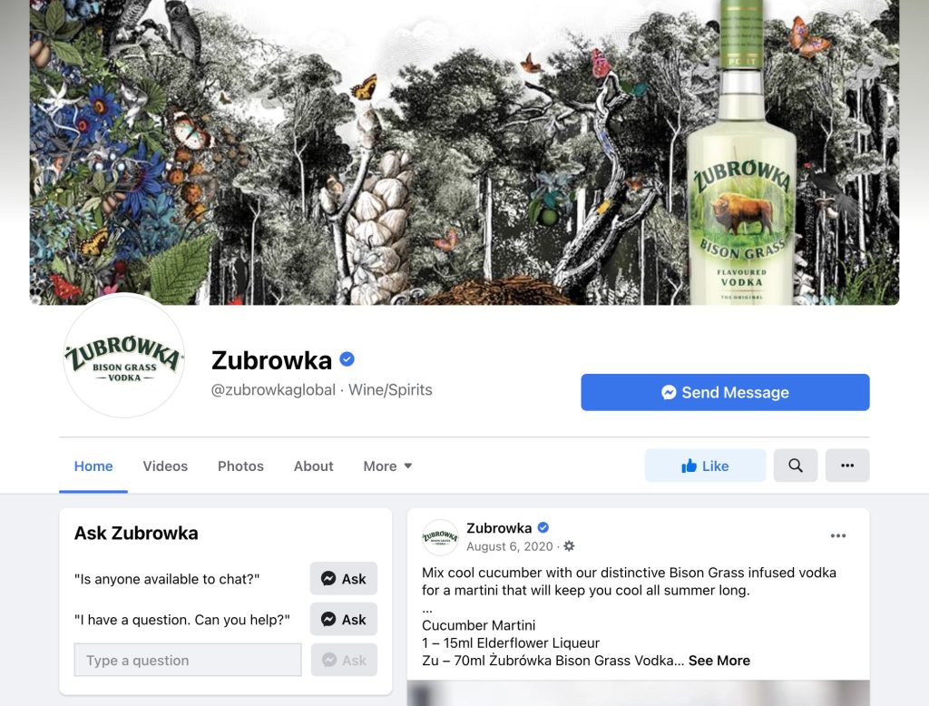 Żubrówka Facebook page