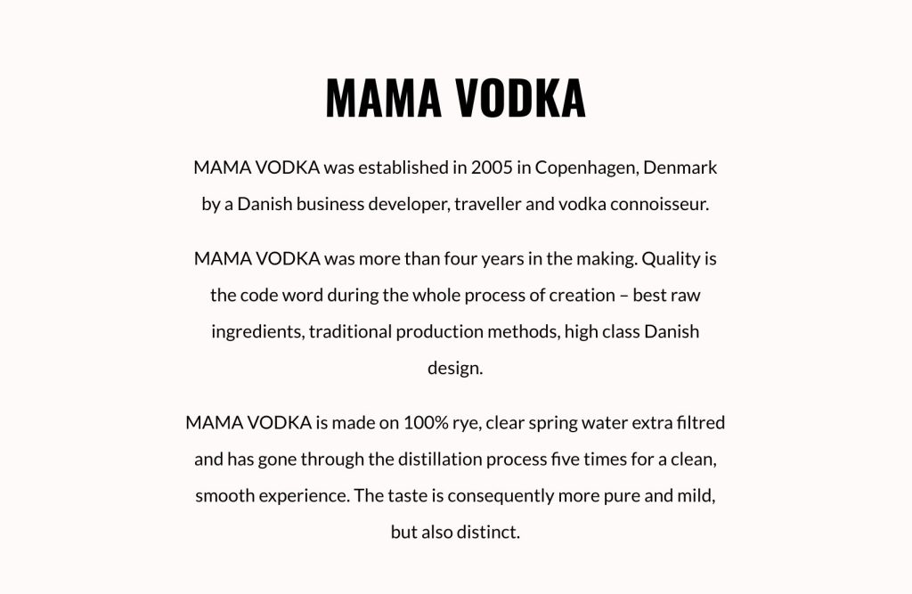Mama Vodka history