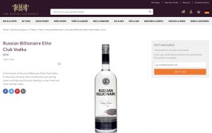 Russian Billionaire Elite Club vodka on The Whiskey Exchange