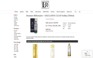 Russian Billionaire Elite Club vodka on Liquor & Wine Warehouse