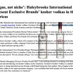 Exclusive Kosher vodka article on Moodie Davitt Report
