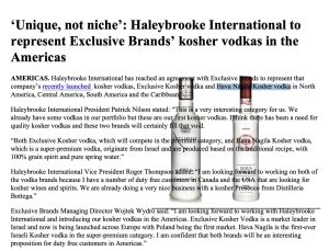 Exclusive Kosher vodka article on Moodie Davitt Report