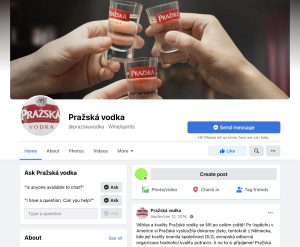 Pražská vodka Facebook page