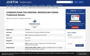 trademark for the Chinggis Khan vodka bottle