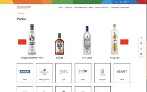 vodka brands on the APU Company website